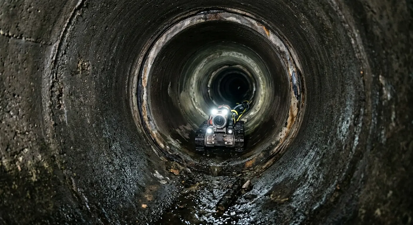 Robotic sewer camera inspecting pipe interior for Drain Snake Service in Schererville